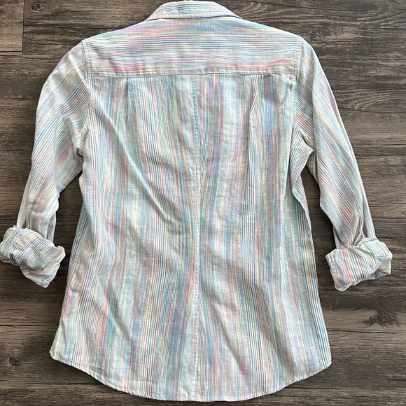 Frank & Eileen Women's Barry Rainbow
Stripe Linen Shirt Size XS - Picture 7 of 8